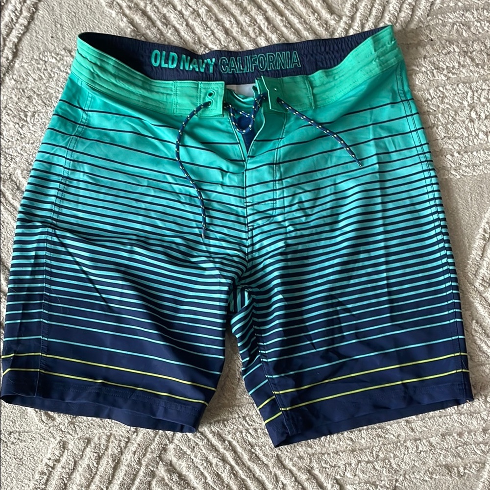 Old Navy Men's Green and Blue Swim Shorts size 34 New without tags
